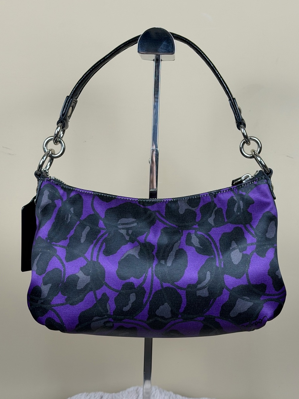NWOT Coach Poppy Daisy Ocelot Purple Demi hobo bag with original crossbody strap - Picture 2 of 15